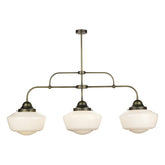 David Hunt Lighting Stowe Opal Glass Triple Bar Antique Brass STO0312